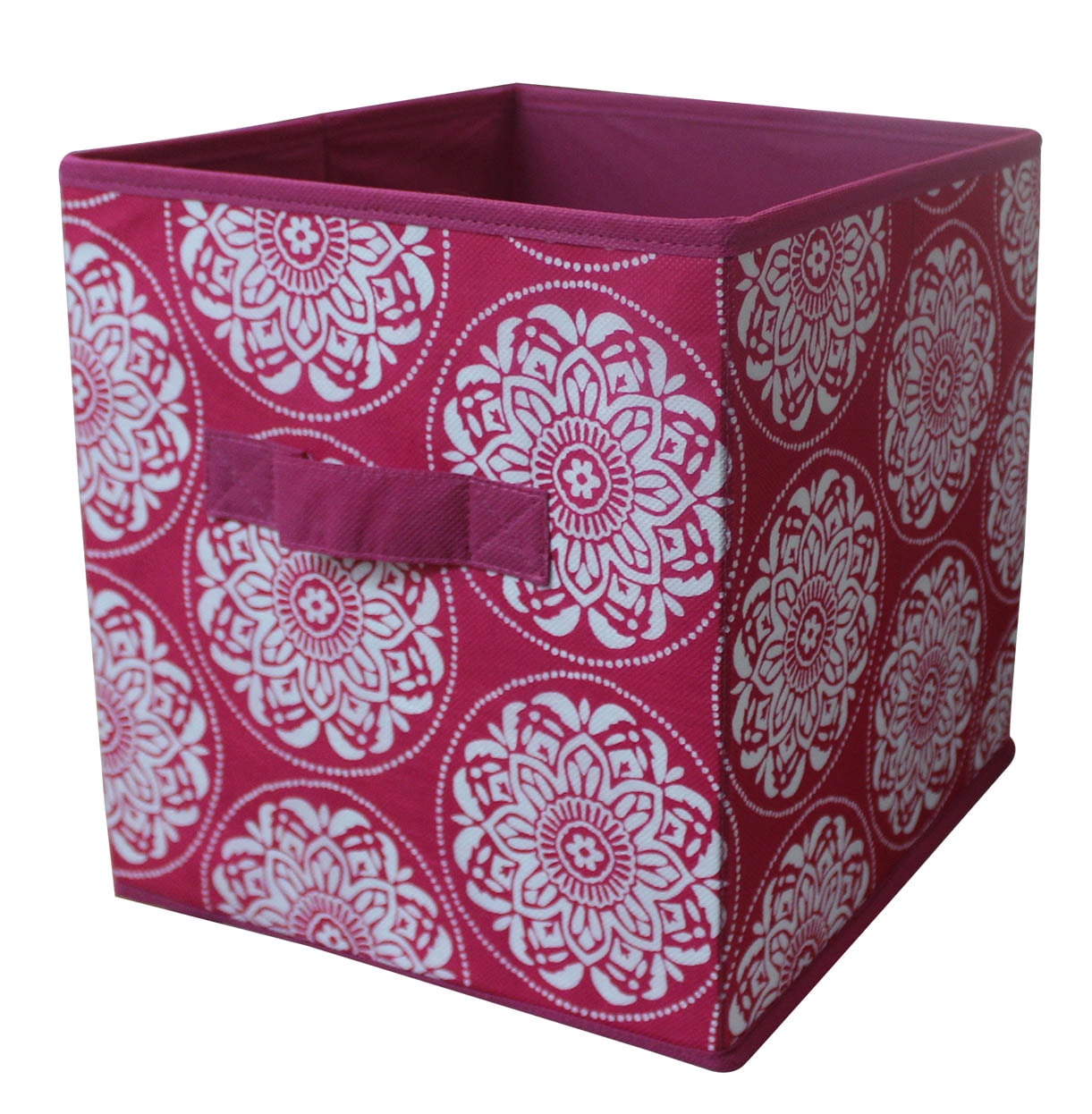 Mainstays 10.5" x 10.5" Collapsible Cube Pink Medallion Storage Bin