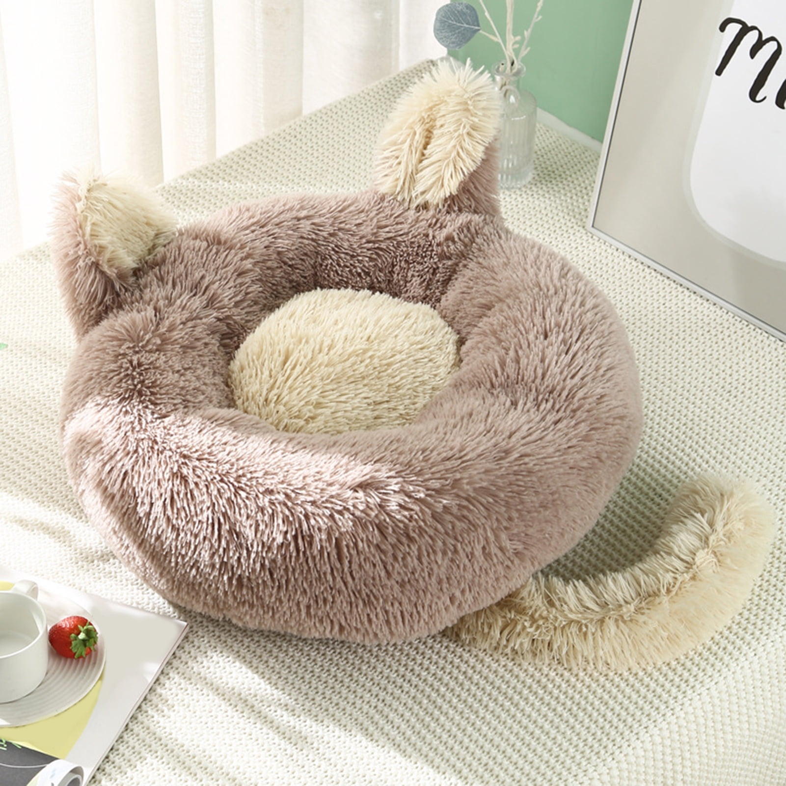 StarBay Pet Pad Soft Fully Filling Big Space Cartoon Comfortable Keep Warm Plush Rabbit Ear for Autumn Pet Bed