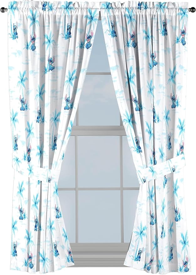 Disney Lilo & Stitch Watercolors 2 Panels Blackout Curtains Set, 63 Inch Long