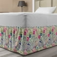thumbnail image 1 of Travel Bed Skirt, Passport and Visa Stamps Illustration of Toronto Hong Kong Berlin Print, Elastic Bedskirt Dust Ruffle Wrap Around for Bedding Decor, 4 Sizes, Eggshell and Pink, by Ambesonne, 1 of 2