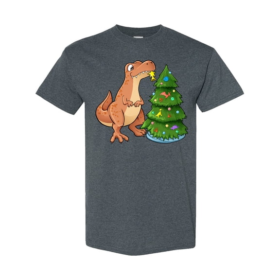 Inktastic Tyrannosaurus Rex Decorating Christmas Tree T-Shirt