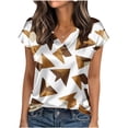 thumbnail image 1 of Blusas para las Mujeres Casual Impreso Cuello en V Manga Corta Suéter Top, Tops Cortos para las Mujeres No Incluidos, 1 of 6