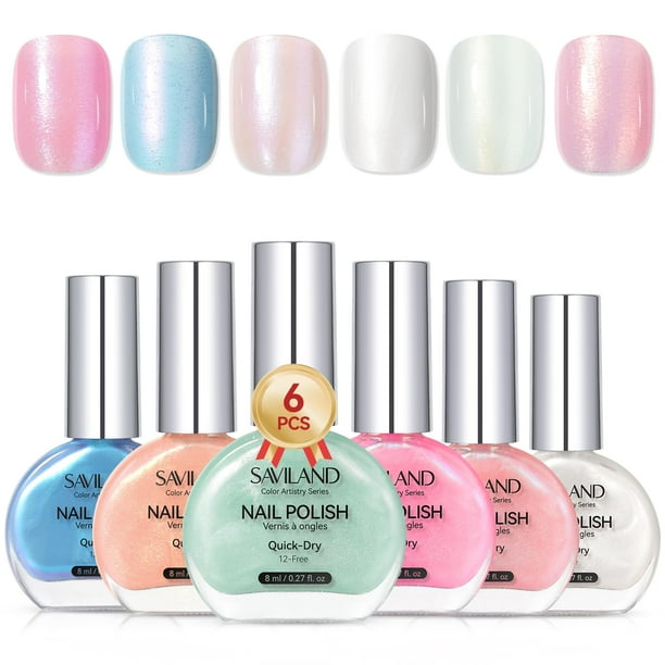 Set de Esmaltes de Uñas SAVILAND Secado Rápido 6 Colores Pearl