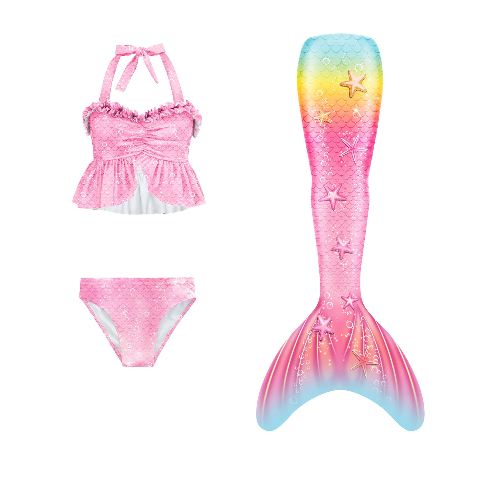 Maillot De Bain 3 Pièces Fille - Bikini Et Short UV - Protection UPF - Idéal Piscine Et Plage - Taille 1 An Et Plus