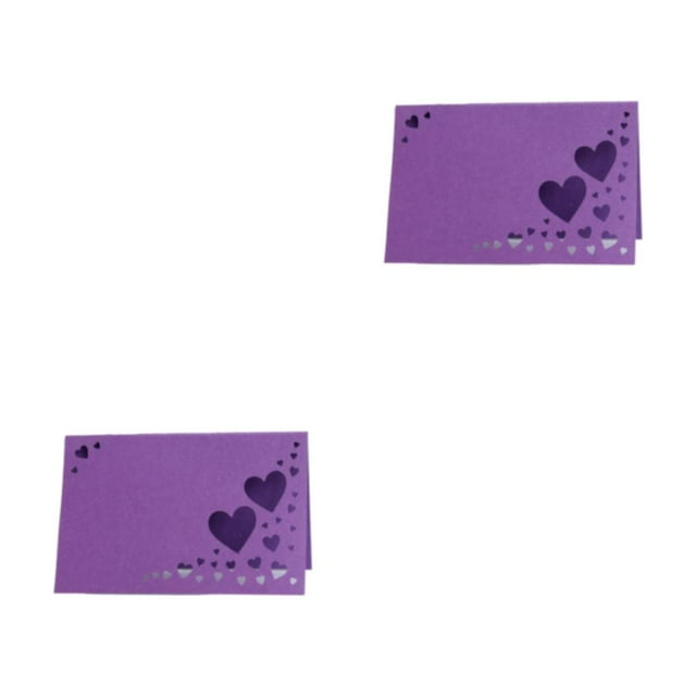kurtrusly 50pack/lot Personalize Table Decorations With Heart Hollow Name Place Cards Durable Elegant deep purple 2Set