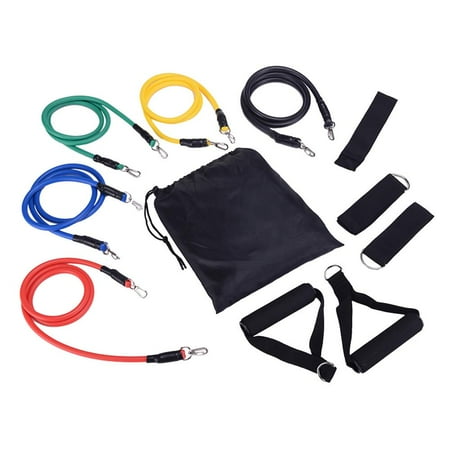 Elegantoss 11pcs Fitness Resistance Bands Set, Workout Tube Bands - with Door Anchor, Handles and Ankle Straps, Carrying Case - for Resistance Training, Physical Therapy, Home Workouts, Yoga,