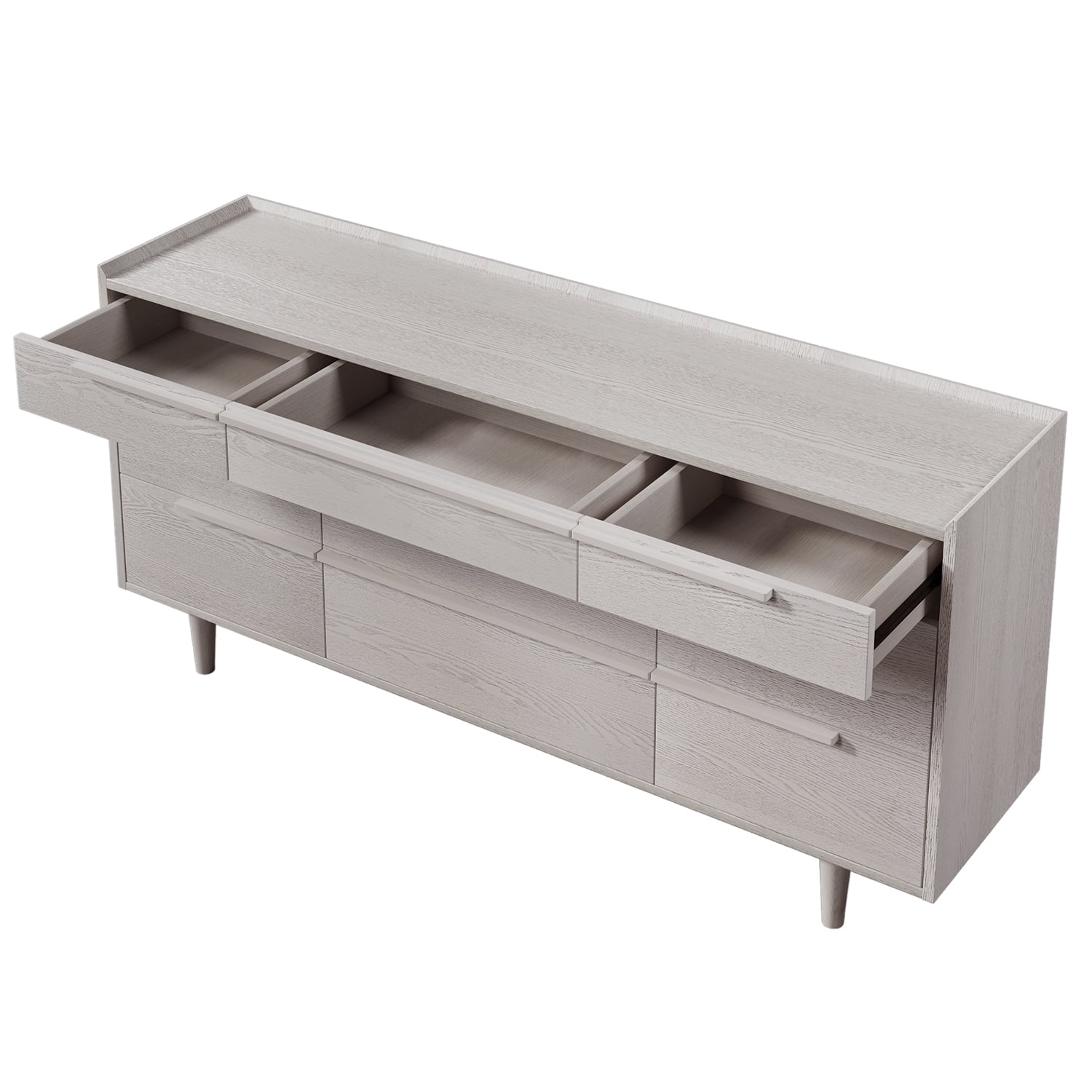 Kadyn 9-Drawer Dresser, Solid Wood Storage Dresser Closet with Solid Wood Legs, Modern Horizontal Dresser for Living Room, Stone Gray Kadyn 9-Drawer Dresser, Solid Wood Storage Dresser Closet with Solid Wood Legs, Modern Horizontal Dresser for Living Room, Stone Gray