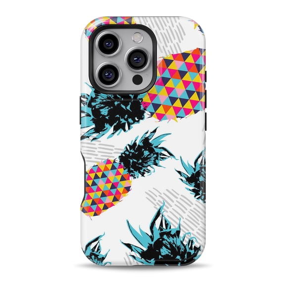 DesignSkinz Scratch-Resistant Hard Slim Case Compatible with iPhone 16 (Compatible with MagSafe) - Retro Summer Pineapple v3