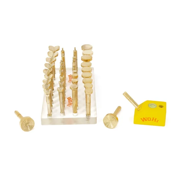 Wohi Innovations 36-Piece Gemstone Faceting Brass DOP Combo, 6mm & 6.35mm Compatible, Lapidary Tool Kit