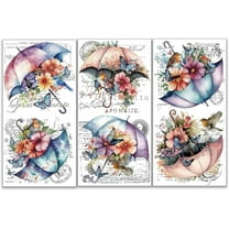 3pcs/Set Umbrella and Flowers Rub on Transfers for Furniture and Crafts 6x12 inch Floral Furniture Transfer Sticker Furniture Decals Decor Transfer Stickers Rub on Decals for Furniture