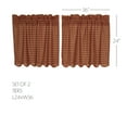 thumbnail image 2 of VHC Brands Burgundy Check Primitive 24"x36" Tier Pair Red Rod Pocket Cotton Kitchen Window Curtains, 2 of 5