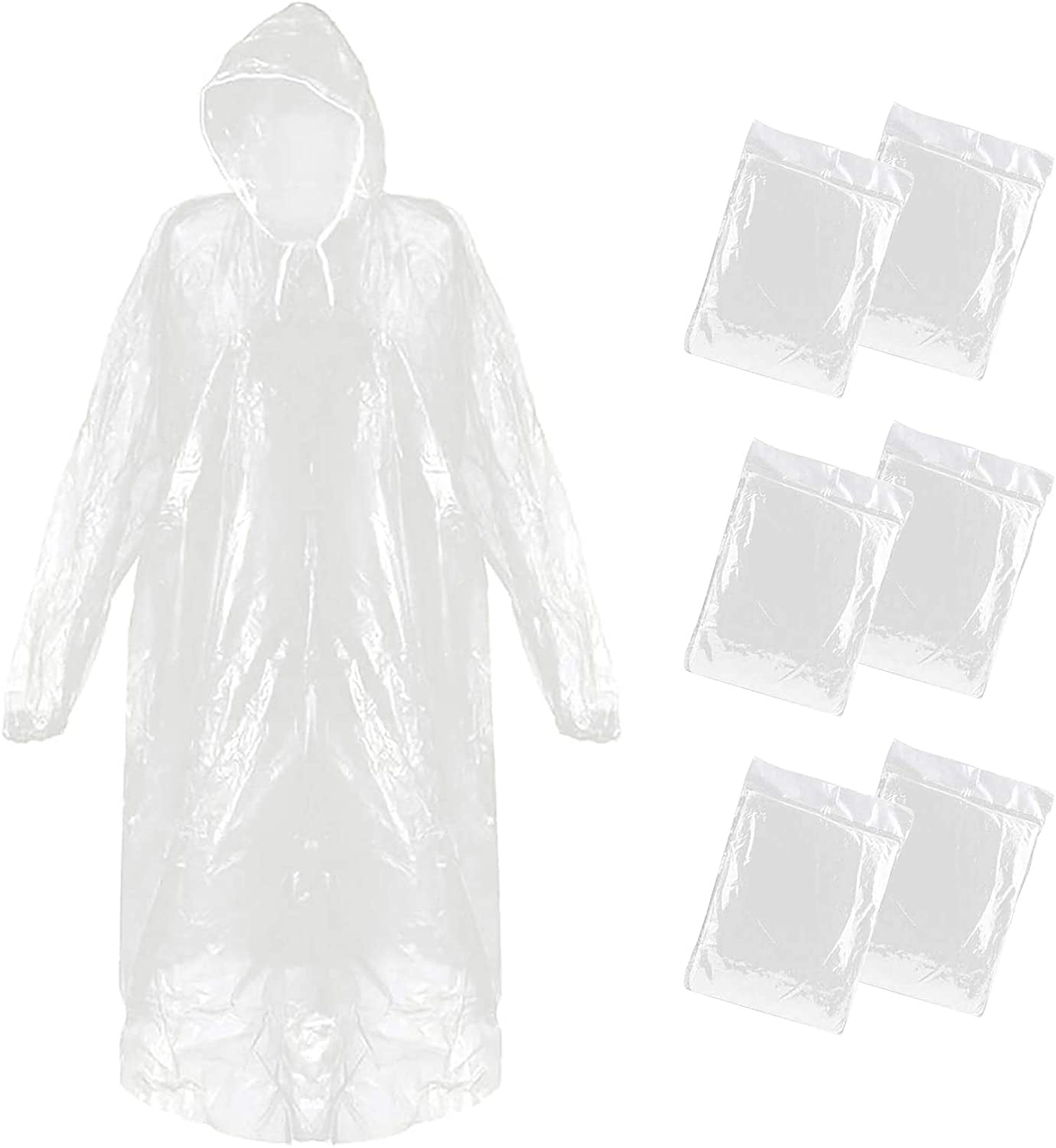 6 x Disposable Emergency Raincoat Adult Waterproof PONCHO Rain Festivals Hiking 