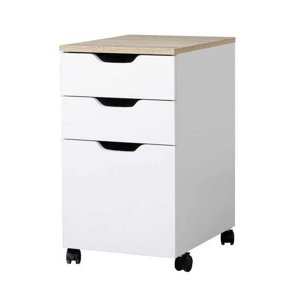 Homcom 24 3 Drawer Modern Rolling, 3 Drawer Storage Cabinet White