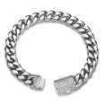 thumbnail image 2 of Cuban Link Stainless Steel Chain CZ Bracelet Bangle for Men Women 6-14mm, 2 of 3