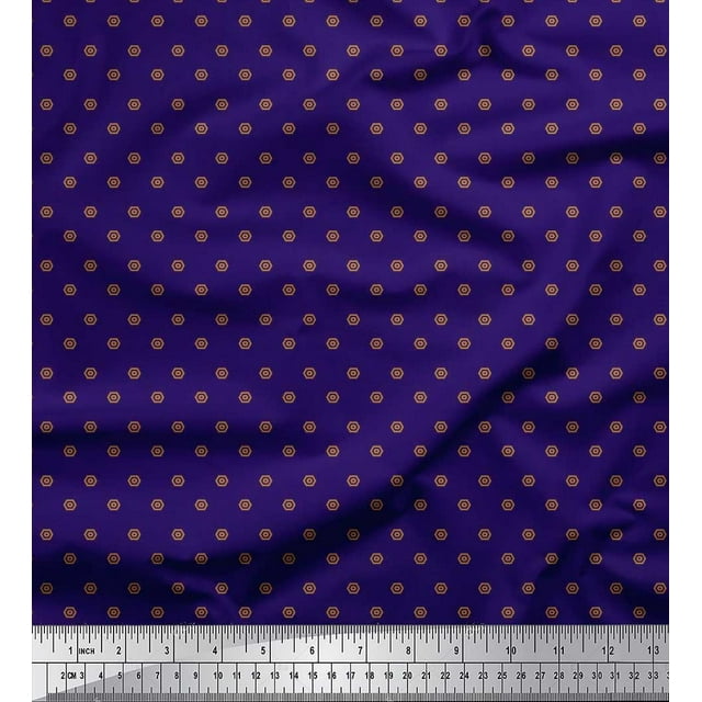 Soimoi Tissu en Georgette Viscose, Tissu Imprimé Hexagone pour Chemises, 1 Yard, 42 Pouces de Large