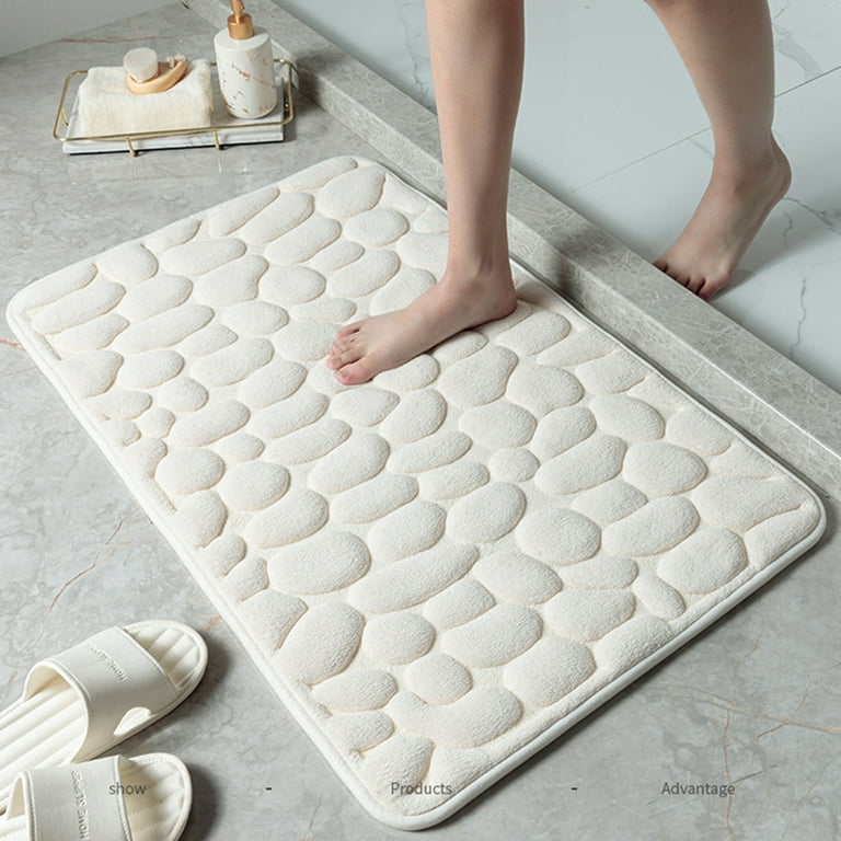 White Bathroom Rugs Memory Foam Bath Mats for Bathroom Floor Mats