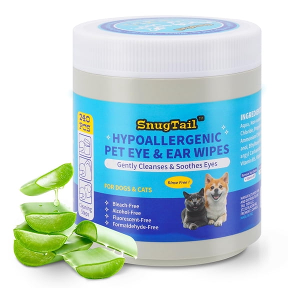 Pet Eye Wipes for Dogs & Cats – 240 Pcs Unscented Tear Stain Remover Wipes,Gentle Cleaning for Eye Discharge, Crust & Debris,Safe for Face, Wrinkles & Grooming,Hypoallergenic Dog & Cat Eye Wipes