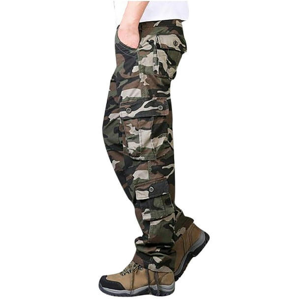 Pantalones largos para hombre, talla grande, de algodón puro, gruesos, de camuflaje, multibolsillos, resistentes al desgaste, pantalones para hombre