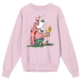thumbnail image 4 of Spongebob Squarepants Patrick Star Slime Pink Star Fish Melting Slice if Colorful Cake with Number 25 Candle on Cradle Pink Long Sleeve Adult Crew neck-XL, 4 of 5