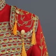 thumbnail image 7 of Elegant Men's Embroidered Tuxedo Set Blue Red Black White | Formal 2-Piece Suit with Gold Trim & Fringe | Regular Fit Floral Blazer Jacket Waistcoat Pants for Wedding Prom, 7 of 7