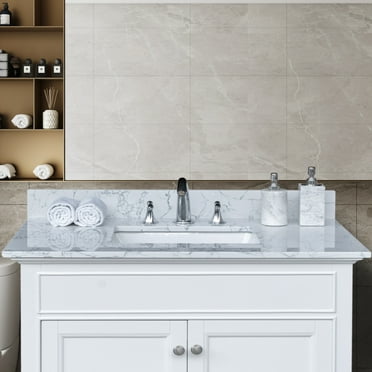 43" Bathroom Vanity Top with Ceramic Undermount Sink & Backsplash ...