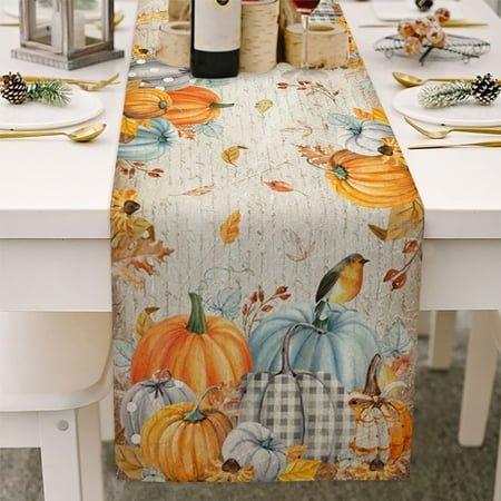 

Guvpev Fall Table Runner Thanksgiving Harvest Party Collection - Wrinkle Free 13 x 70 Inch Rectangle Tabletop for Kitchen Dining Tabletop Decoration Parties Weddings