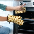 thumbnail image 2 of White Sunflower Kitchen Oven Mitt and Pot Holder Sets 4 Pcs for Baking, Cooking and Grilling, Heat Resistant Up To 392 °F, 2 of 7