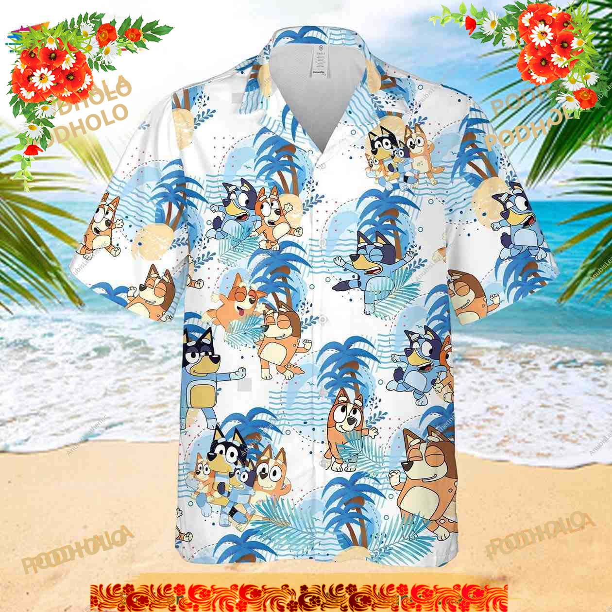 bluey dress shirt Bluey Hawaiian Button Down Dress Shirt 3T