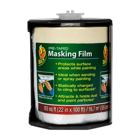 Duck Brand Pre-Taped Plastic Masking Film,Clear, 22 in. x 100 ft.