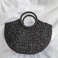 thumbnail image 5 of Bolso de mujer de ratán, bolso de mujer de paja de mimbre, bolso semicircular, bolso de paja tejido de playa 2024, bolso de mano de gran capacidad con parte superior en forma de luna de verano, 5 of 5