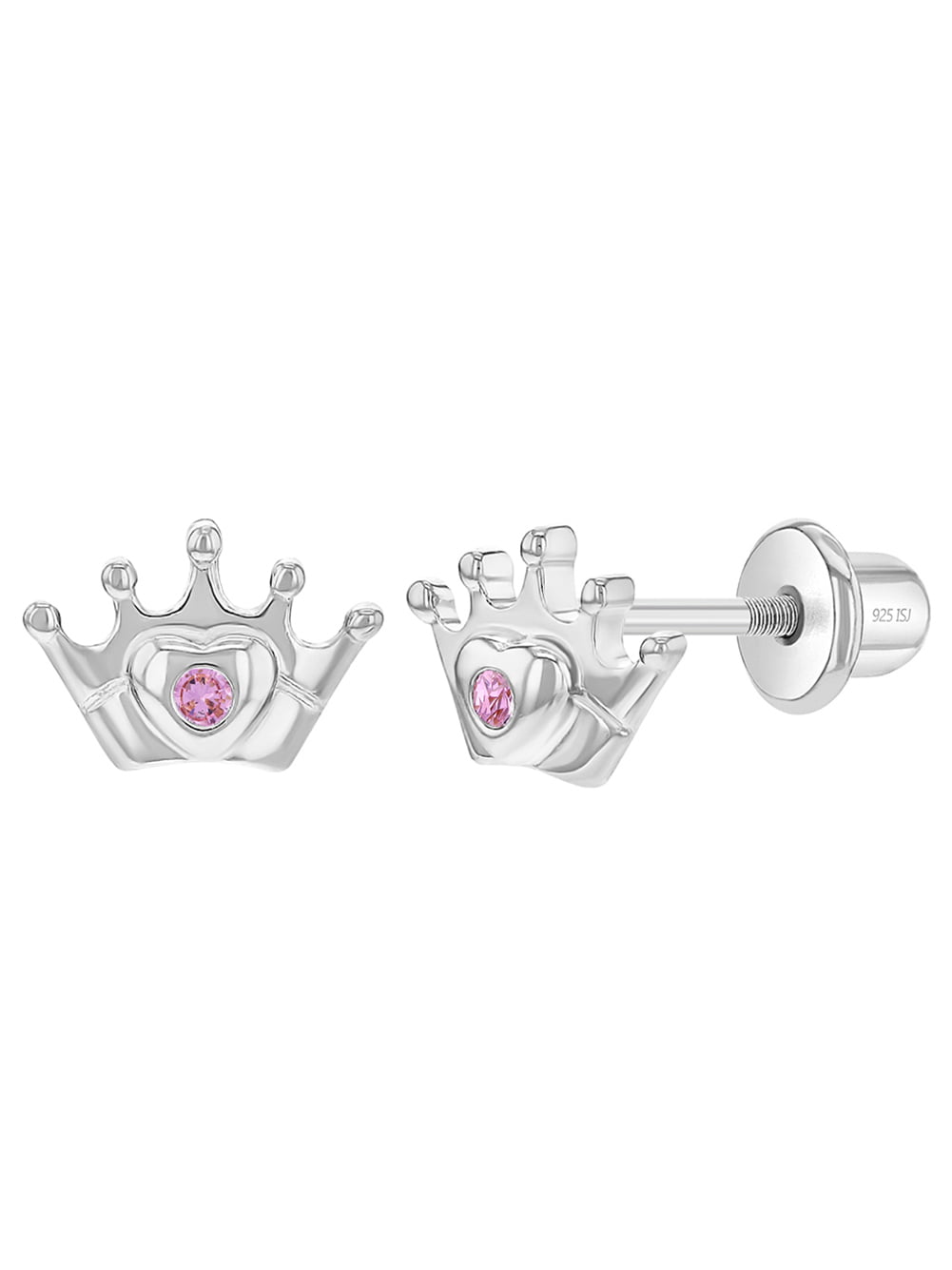 Details about   925 Sterling Silver Princess Crown CZ Screw Back Earrings Toddlers Young Girls 