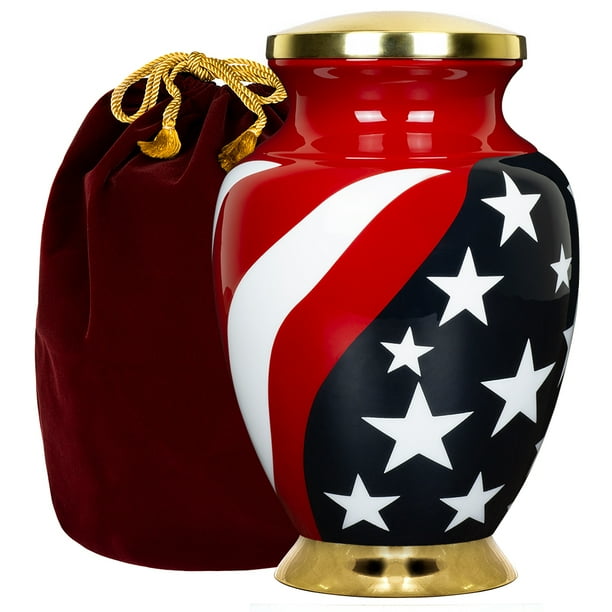Modern Flag Patriotic Large Adult Urns For Cremation Ashes In Home