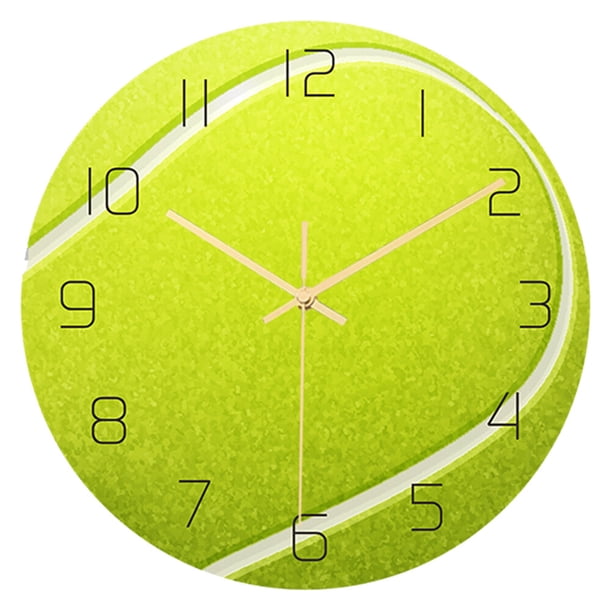 EeaseMX Reloj de pared creativo con diseño de pelota de tenis, movimiento silencioso, decoración de pared decorativa, reloj silencioso para sala de estar, dormitorio y estudio.