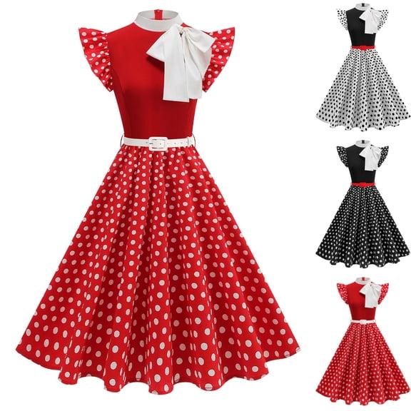 Ashirexll Womens Summer Dresses, Casual Dresses for Women, Fashion Floral Polka Print Guest Dress for Events