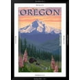 thumbnail image 5 of Art.com Oregon - Mt. Hood Bear Family and Spring Flowers Art Print by Lantern Press, Black Frame Wall Art, 32" x 44", 5 of 5