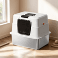 thumbnail image 3 of Fully Enclosed Cat Litter Box, Hooded Cat Litter Pan with Flip Entry Door, 50 x 35 x 35cm Overall Size, Stainless Steel Base 50 x 35 x 10cm, 3 of 5