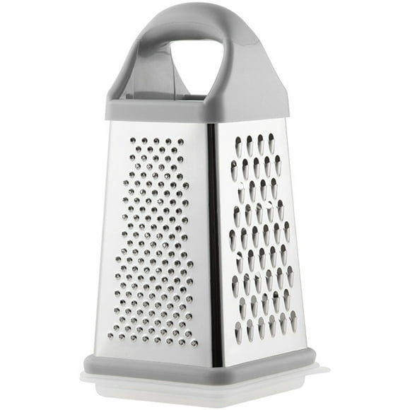 Rallador y rebanador de verduras de acero inoxidable de 4 lados | Rallador de cocina multifuncional con mango antideslizante | Procesador de alimentos rápido para frutas y verduras | Diseño fácil de