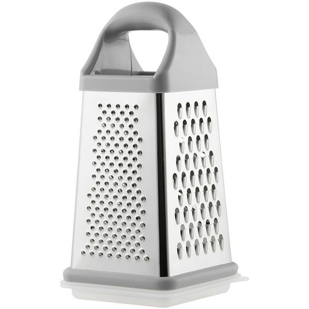 Rallador y rebanador de verduras de acero inoxidable de 4 lados | Rallador multifunción para frutas y verduras | Mango ergonómico antideslizante | Herramienta de cocina fácil de limpiar