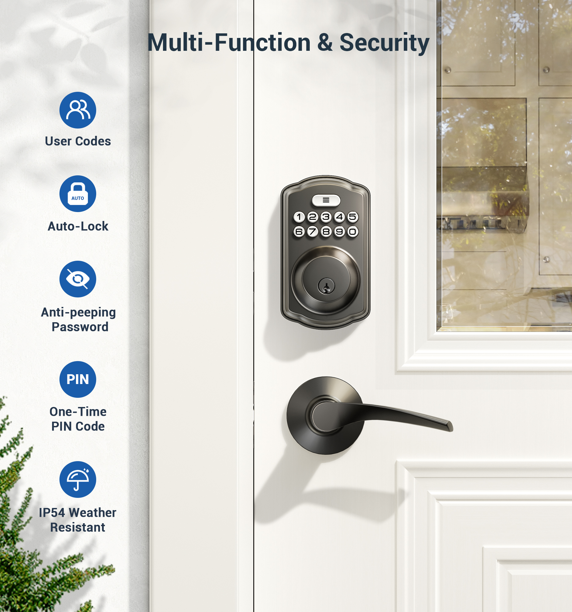Veise Keyless Entry Door Lock Matte Black photo 5