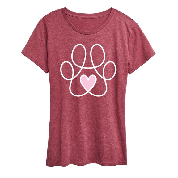 Instant Message - Paw Print Heart - Women's Short Sleeve Graphic T-Shirt