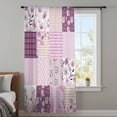 thumbnail image 4 of Boho Purple Flowers Sheer Curtains 63 Inches Long, Spring Floral Botanical Patchwork Vintage Light Filering Curtains, Breathable Simi Curtain Privacy Drapes for Living Room Bedroom Window Treatment, 4 of 9