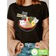 thumbnail image 1 of Anime Cat print t-shirt, short sleeve crew neck casual top for summer & spring, Women's clothing, 1 of 6
