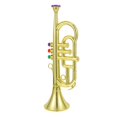thumbnail image 1 of Juguete de trompeta para niños, juguete de juego de modelo de trompeta, regalos musicales, mini instrumentos de saxofón musicales dorados Feliz Sencillez, 1 of 5