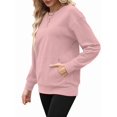 thumbnail image 3 of TARAINYA Women Long Sleeve Oversized Sweatshirt Casual Crewneck Pullover Kangaroo Pockets X Decoration, 3 of 8