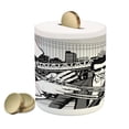 thumbnail image 1 of Music Piggy Bank, Illustration of Jazz Band Playing the Blues in New York in Moonlight Retro Design, Ceramic Coin Bank Money Box for Cash Saving, 3.6" X 3.2", Black White, by Ambesonne, 1 of 4