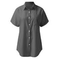 thumbnail image 4 of vigerkar Womens Short Sleeve Shirts V Neck Collared Button Down Shirt Tops with Pockets Dark Gray, S, 4 of 4