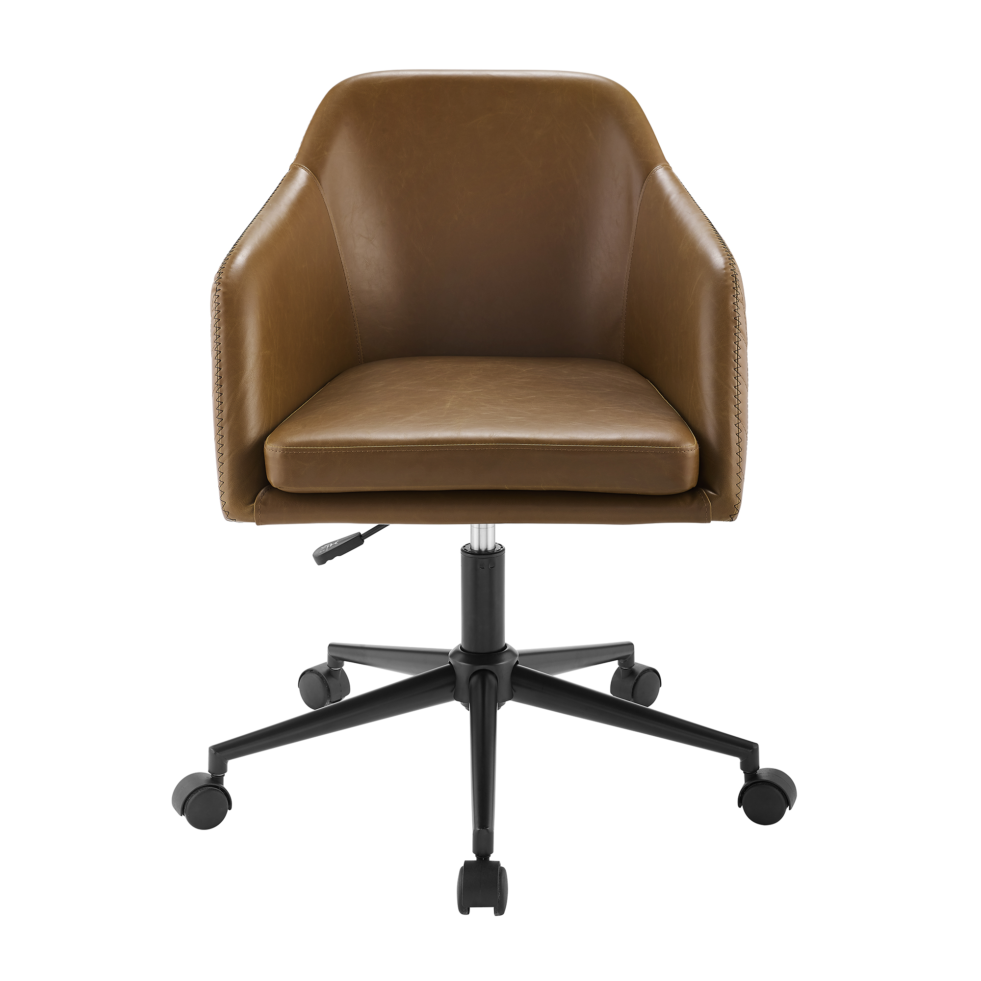 Manor Park Mid Century Modern Barrel Swivel Office Chair, Whiskey Brown