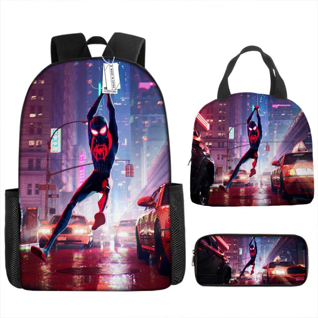 Mochila de mochila Spiderman Bolsa de almuerzo juego de lápiz