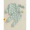 thumbnail image 3 of Bagilaanoe 3PCS Toddler Baby Girl Boy Pants Set Daisy Print Long Sleeve Sweatshirt Tops + Sweatpants 6M 9M 12M 18M 24M 3T Kids Casual Sweatsuits, 3 of 9