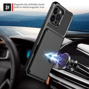 iPhone 14 Pro Max Wallet Case, Shockproof Rubber Card Holder Wallet PU Leather Back Phone Case Kickstand Protective Scratch Hybrid Bumper Shell for Apple iPhone 14 Pro Max 6.7 inch, Black